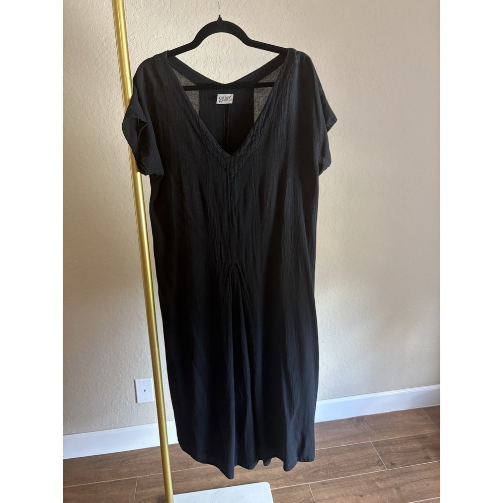 Oh My Gauze! Women's Lagenlook Oversized Dress Size S/M Black Minimalist Boho
